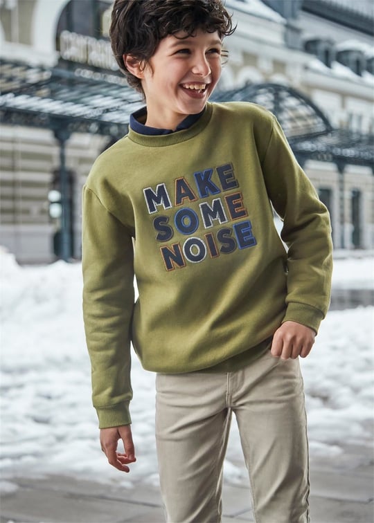Mayoral Erkek Çocuk İşlemeli Sweatshirt Haki 7488