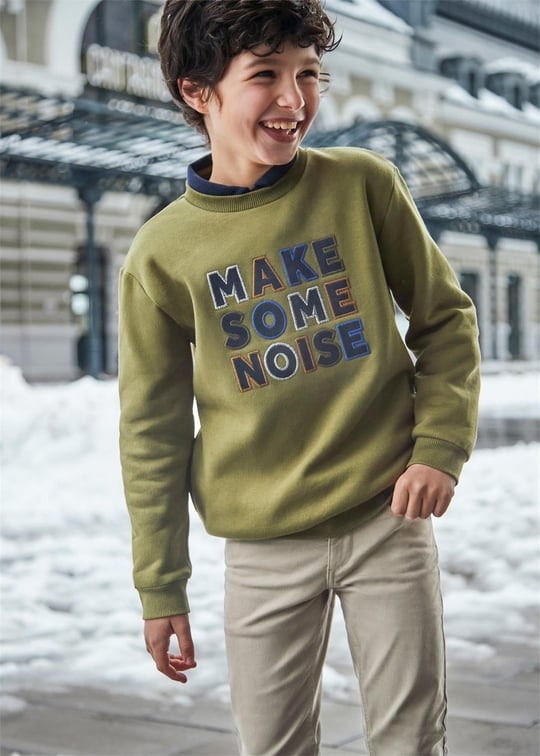 Mayoral Erkek Çocuk İşlemeli Sweatshirt Haki 7488