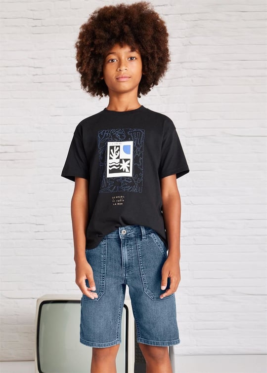 Mayoral Erkek Çocuk Maksi Cepli Denim Şort Koyu Mavi 6204