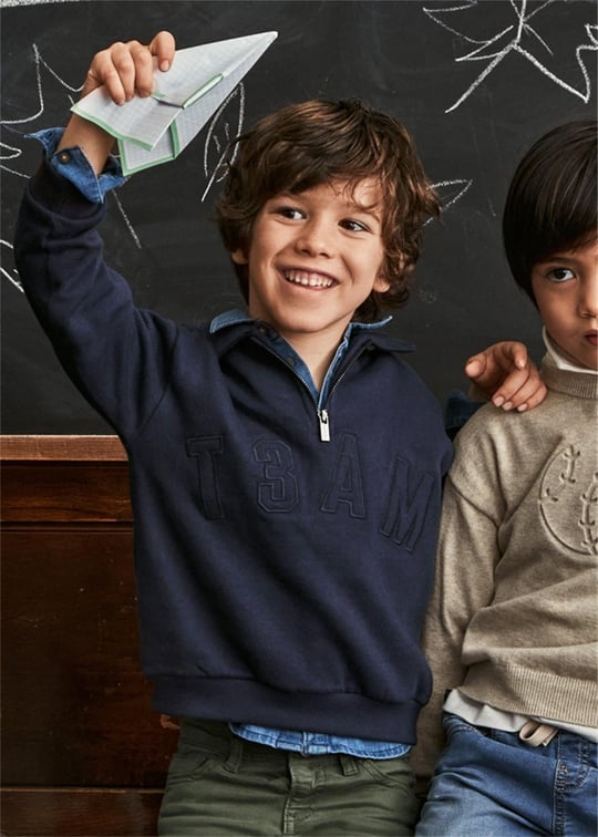 Mayoral Erkek Çocuk Polo Yaka Sweatshirt Lacivert 4402