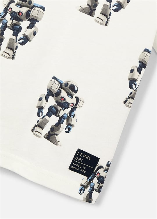 Mayoral Erkek Çocuk Robot Baskılı Tişört Beyaz 3068