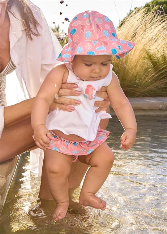 Mayoral Kız Bebek 3'lü Baskılı Bikini Takımı Somon 1636