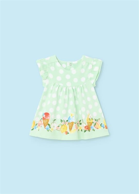 Mayoral Kız Bebek Baskılı Elbise Mint 1833