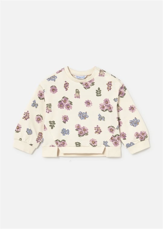 Mayoral Kız Bebek Baskılı Sweatshirt Krem 2433