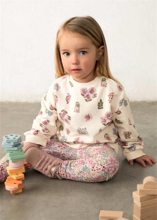Mayoral Kız Bebek Baskılı Sweatshirt Krem 2433