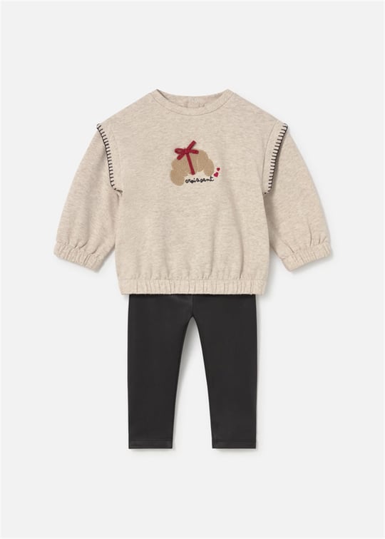 Mayoral Kız Bebek Baskılı Sweatshirt Tayt Takım Siyah 2707