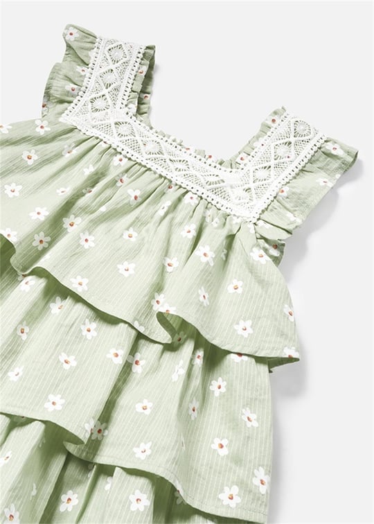 Mayoral Kız Bebek Çiçek Baskılı Fırfırlı Elbise Yeşil 1922