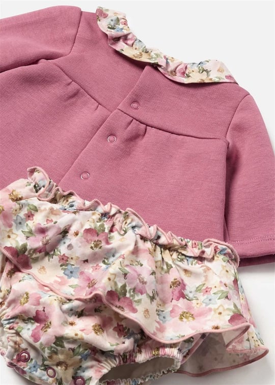 Mayoral Kız Bebek Çiçekli Etek Sweatshirt Takım Gül Kurusu 2246