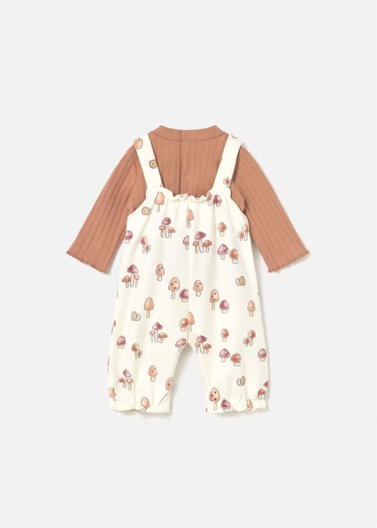 Mayoral Kız Bebek Desenli Tulum Body Takım Krem 2606