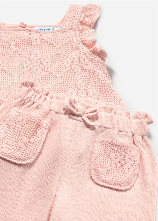 Mayoral Kız Bebek Güpürlü Pantolon Bluz Takım Pembe 1515
