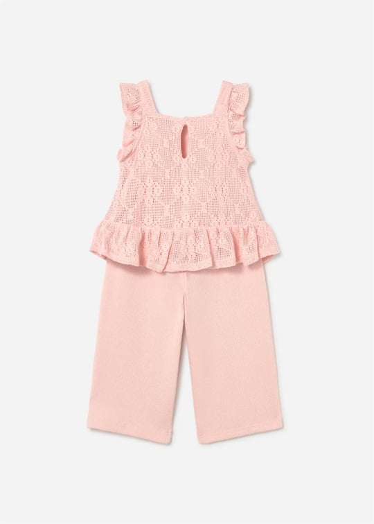 Mayoral Kız Bebek Güpürlü Pantolon Bluz Takım Pembe 1515