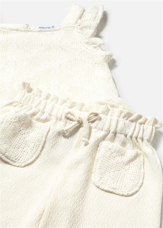 Mayoral Kız Bebek Güpürlü Pantolon Bluz Takım Ekru 1515