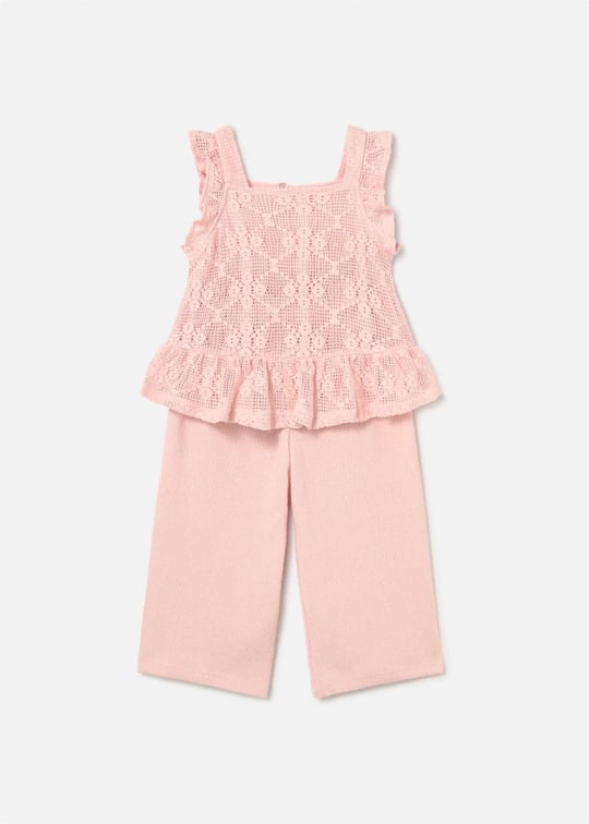 Mayoral Kız Bebek Güpürlü Pantolon Bluz Takım Pembe 1515