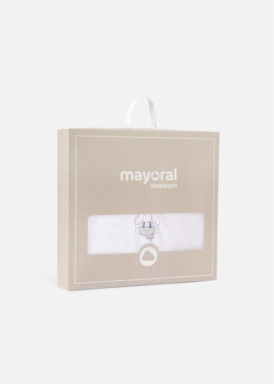 Mayoral Kız Bebek İşlemeli Kundak Beyaz Mavi 9396
