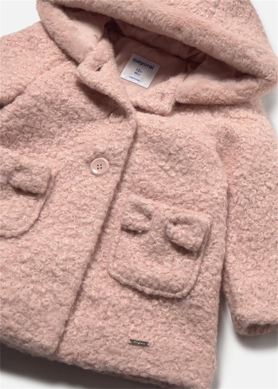 Mayoral Kız Bebek Kapüşonlu Düğmeli Kaban Pembe 2436