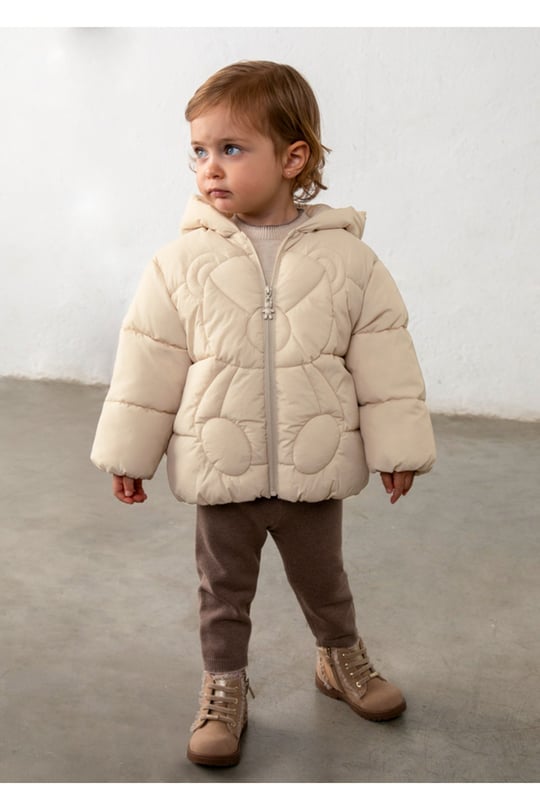 Mayoral Kız Bebek Kapüşonlu Şişme Mont Krem 2438