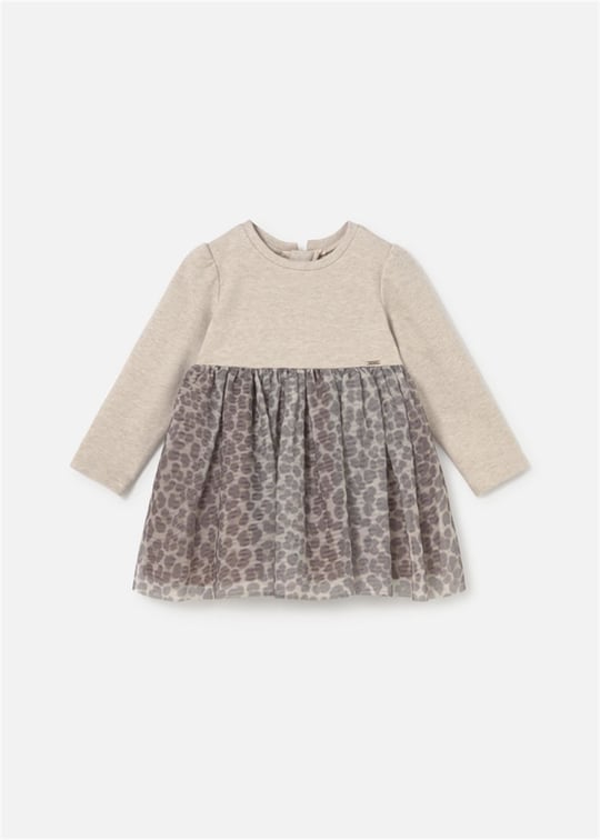 Mayoral Kız Bebek Leopar Desenli Tül Elbise Bej 2941