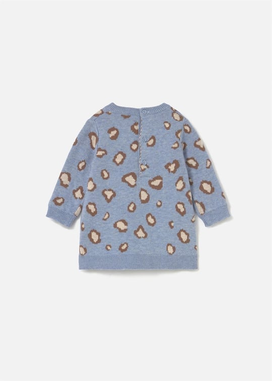 Mayoral Kız Bebek Leopar Örme Elbise Mavi 2806