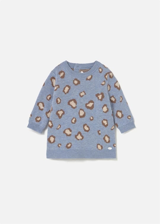 Mayoral Kız Bebek Leopar Örme Elbise Mavi 2806