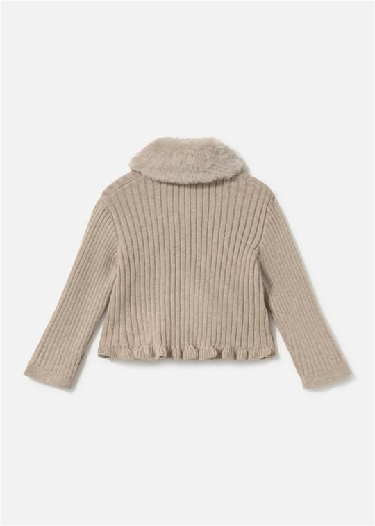 Mayoral Kız Bebek Peluş Yakalı Örgü Hırka Krem 2386