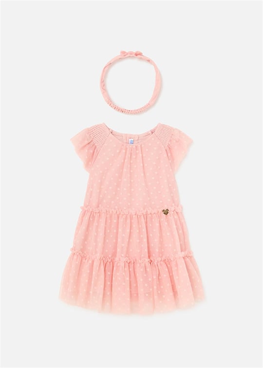 Mayoral Kız Bebek Saç Bantlı Plumeti Elbise Pastel Pembe 1920