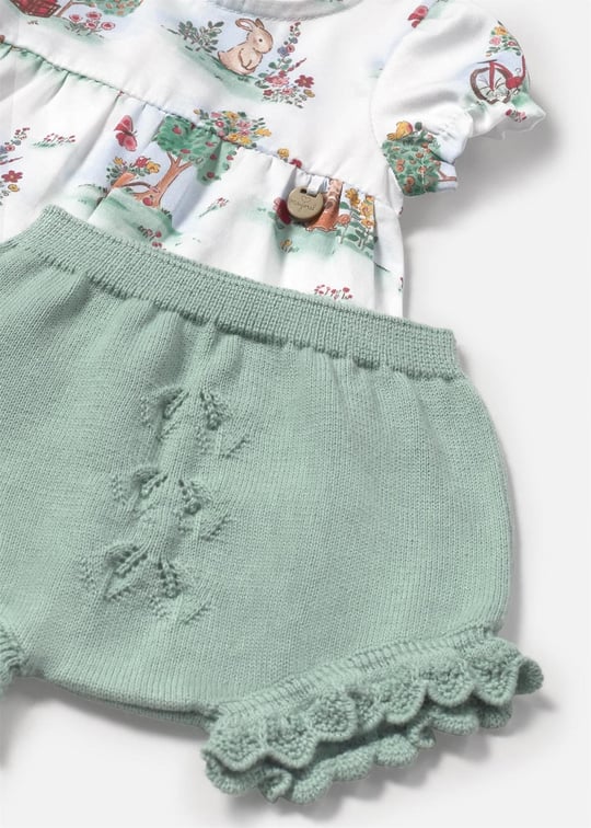 Mayoral Kız Bebek Tişört Şort Takım Mint 1257