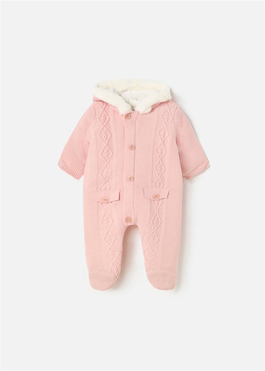 Mayoral Kız Bebek Triko Kapüşonlu Tulum Pembe 2623