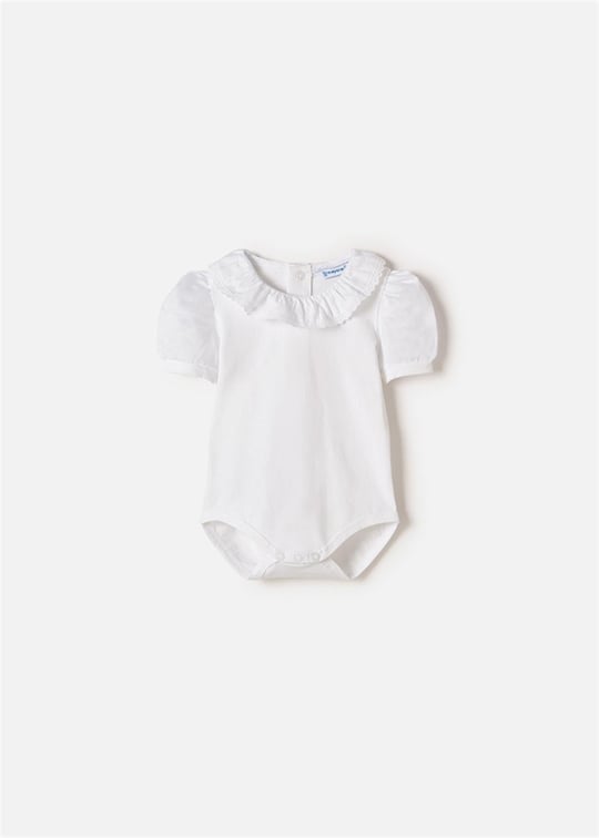 Mayoral Kız Bebek Yakalı Kısa Kol Zıbın Body Beyaz 1701