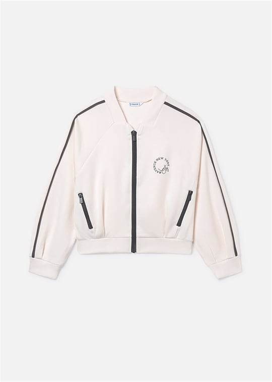 Mayoral Kız Çocuk Baskılı Fermuarlı Sweatshirt Ekru 6409