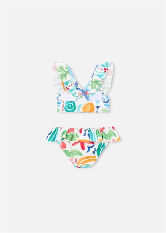 Mayoral Kız Çocuk Baskılı Fırfırlı Bikini Takımı Ekru 3734