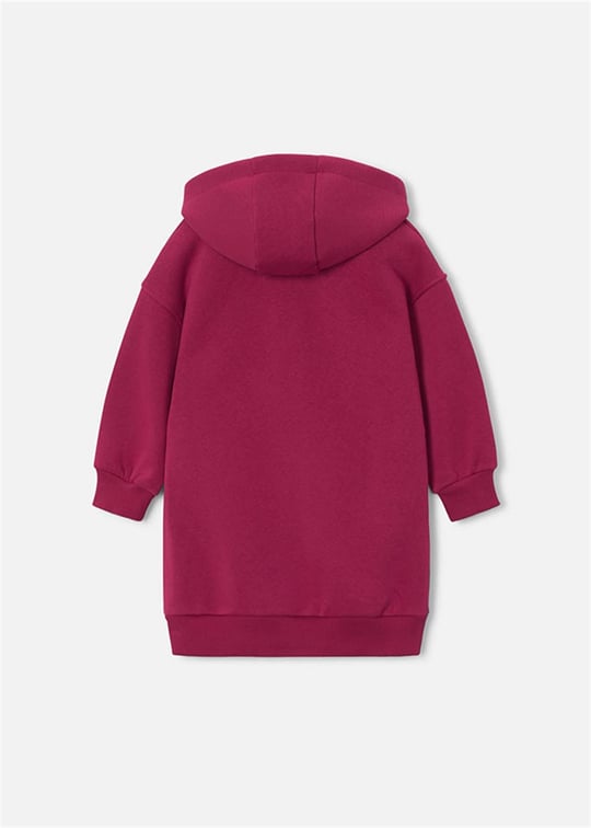 Mayoral Kız Çocuk Baskılı Kapüşonlu Sweatshirt Elbise Bordo 4916