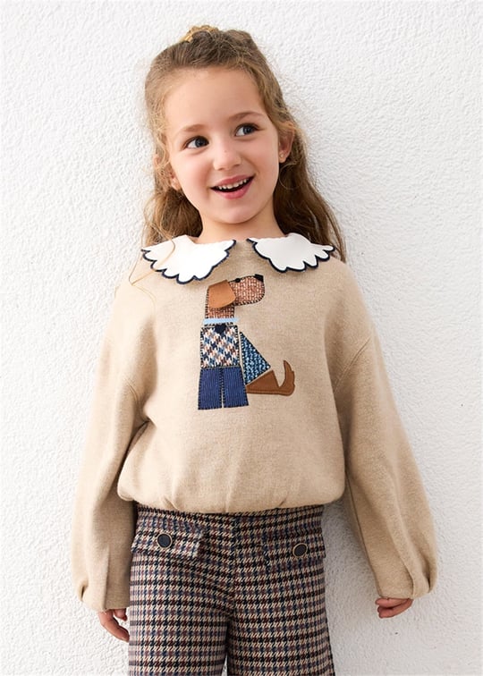 Mayoral Kız Çocuk Baskılı Sweatshirt Bej 4406