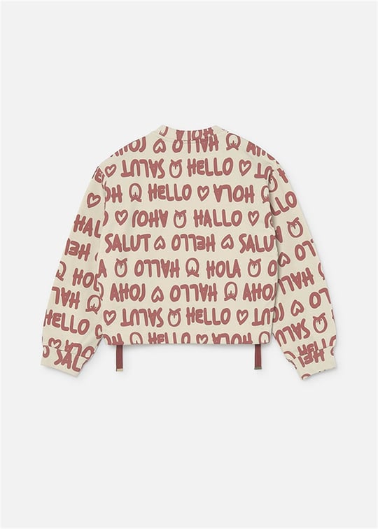 Mayoral Kız Çocuk Baskılı Sweatshirt Bej 7430