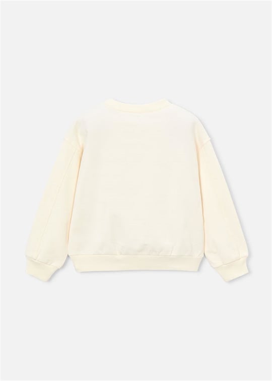 Mayoral Kız Çocuk Baskılı Sweatshirt Krem 3448