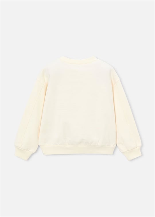 Mayoral Kız Çocuk Baskılı Sweatshirt Krem 3448