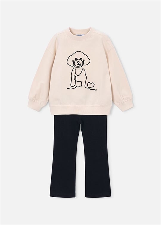Mayoral Kız Çocuk Baskılı Sweatshirt Tayt Takım Siyah 4733