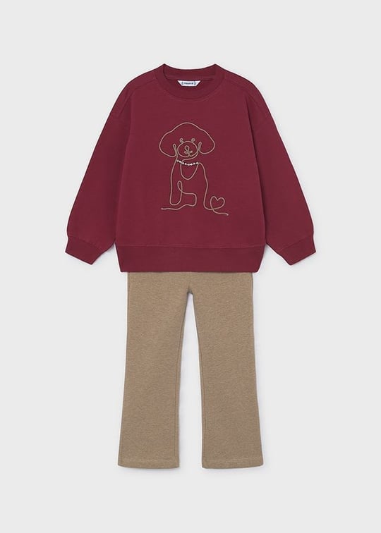 Mayoral Kız Çocuk Baskılı Sweatshirt Tayt Takım Fuşya 4733