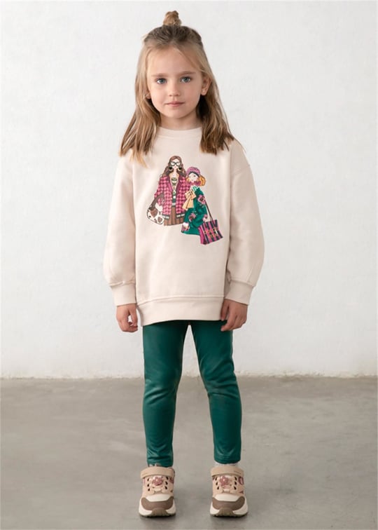 Mayoral Kız Çocuk Baskılı Sweatshirt Tayt Takım Zümrüt Yeşili 4737