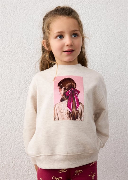 Mayoral Kız Çocuk Baskılı Sweatshirt Tayt Takım Fuşya 4738