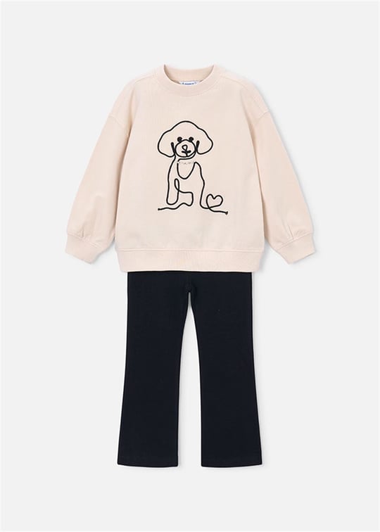 Mayoral Kız Çocuk Baskılı Sweatshirt Tayt Takım Siyah 4733