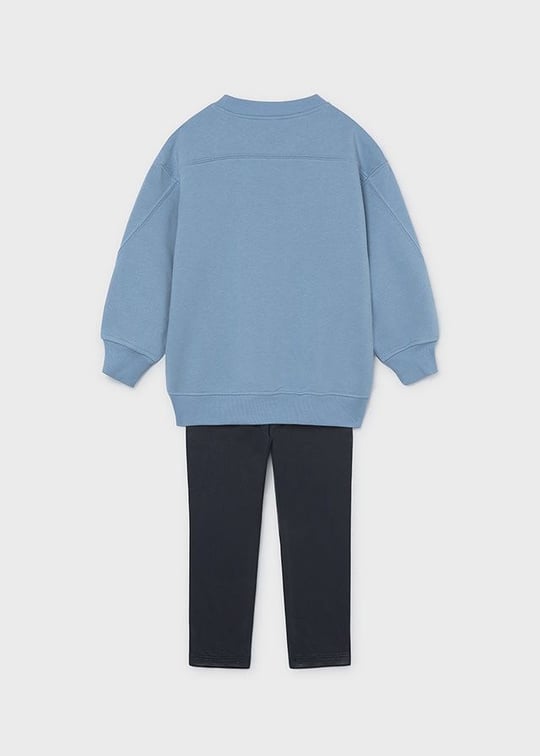 Mayoral Kız Çocuk Baskılı Sweatshirt Tayt Takım Lacivert 4737