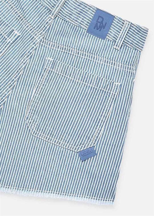 Mayoral Kız Çocuk Çizgili Denim Şort Mavi 6205