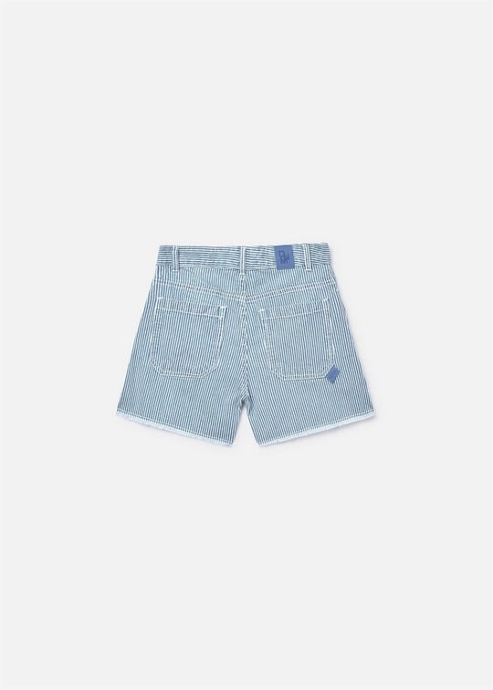 Mayoral Kız Çocuk Çizgili Denim Şort Mavi 6205
