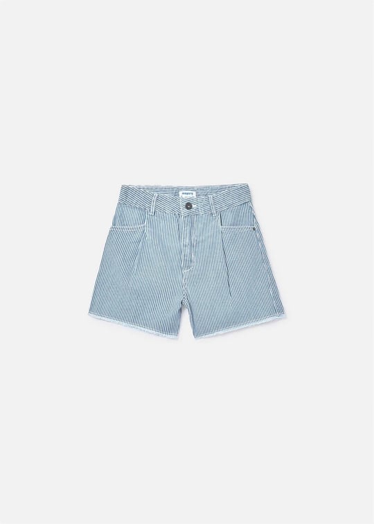Mayoral Kız Çocuk Çizgili Denim Şort Mavi 6205
