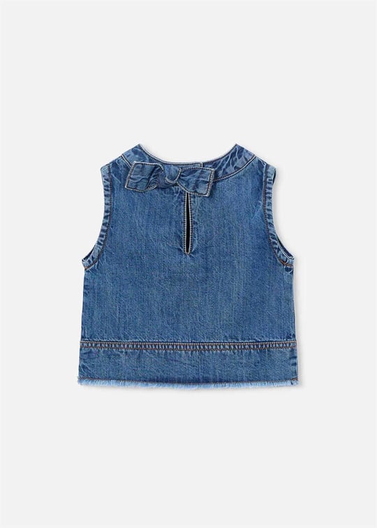 Mayoral Kız Çocuk Denim Kolsuz Bluz Koyu Mavi 3030