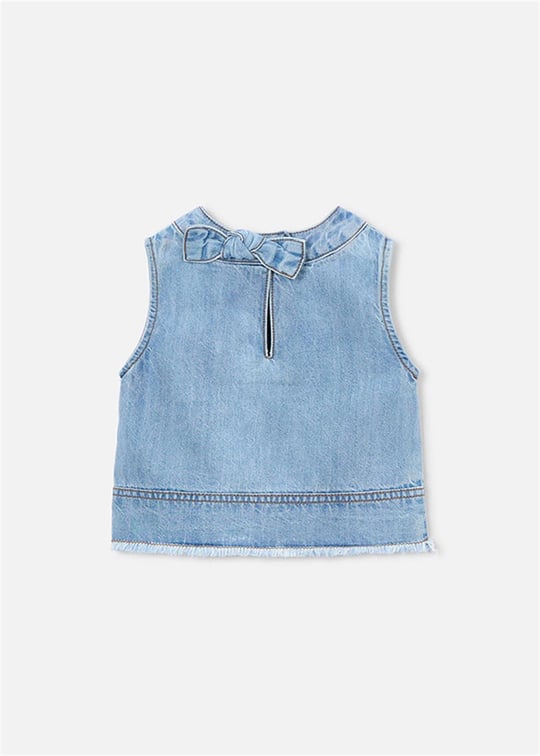 Mayoral Kız Çocuk Denim Kolsuz Bluz Mavi 3030