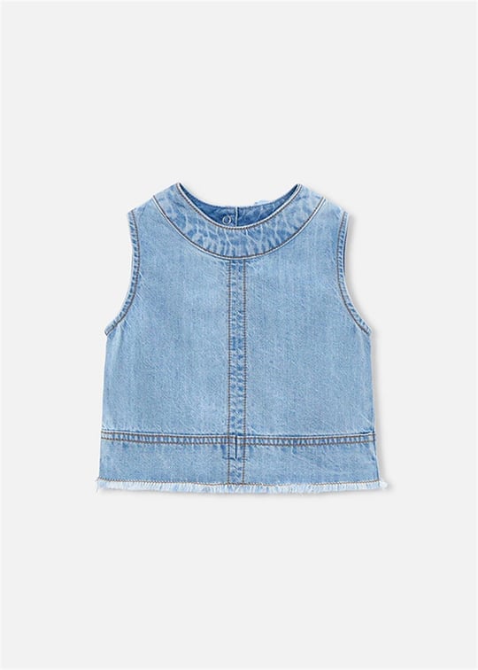Mayoral Kız Çocuk Denim Kolsuz Bluz Mavi 3030