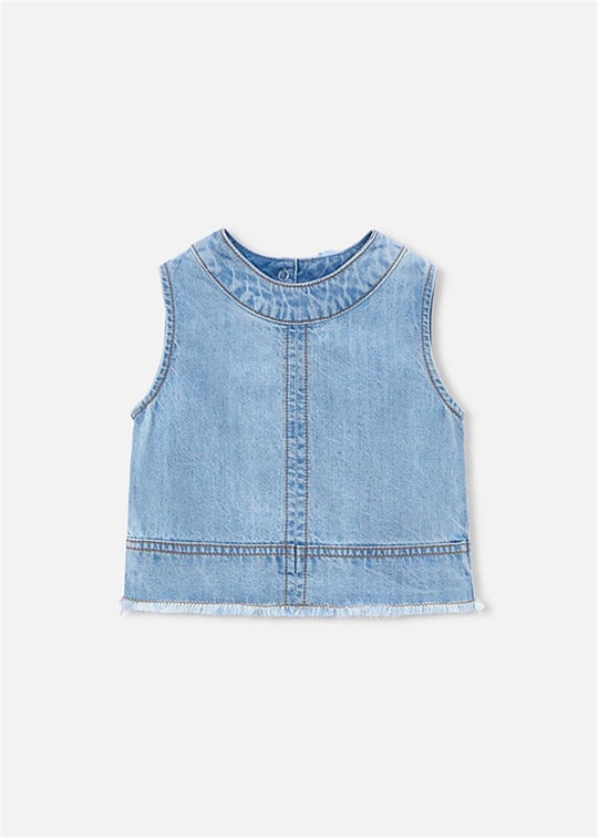 Mayoral Kız Çocuk Denim Kolsuz Bluz Mavi 3030