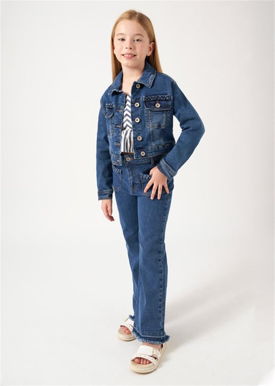 Mayoral Kız Çocuk Denim Kot Ceket Lacivert 6460