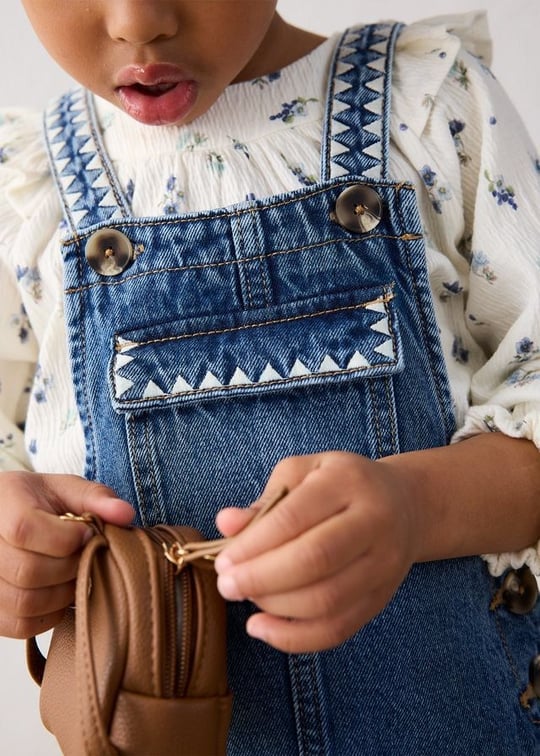 Mayoral Kız Çocuk Denim Salopet Elbise Mavi 4910
